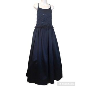 Jessica McClintock Gunne Sax navy blue sequined corset prom/ball gown 11/12
